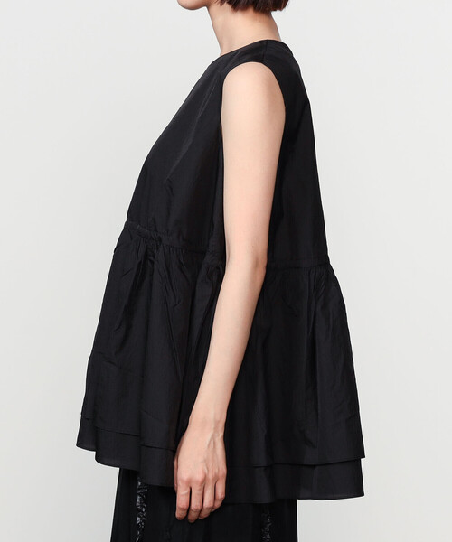 【定価3.7万】ユノイア eunoia *Bud ブラウス*黒ブラック無地シャツオーバーサイズフレア(33-2412-392)【91A52】 定価3.7万】ユノイア eunoia *Bud ブラウス*黒ブラック無地