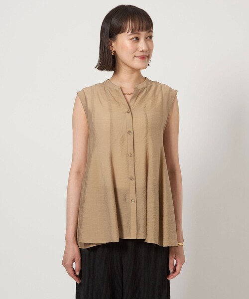 「green label relaxing」 半袖ブラウス SHORT ナチュラル レディース green label relaxing ブラウス シャツ 袖タック ショート