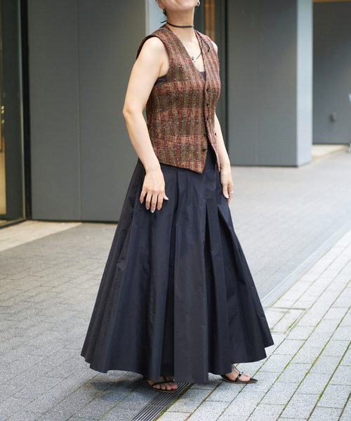 IENA LA BOUCLE 「IENA BOUCLE」 フレアスカート 36 ネイビー