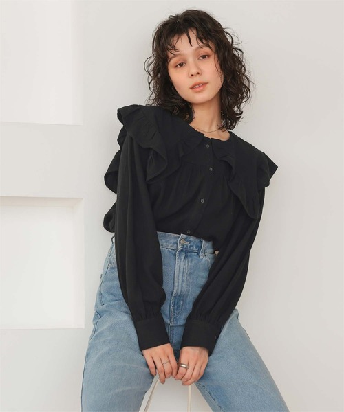 titivate ブラウス シャツ ビッグカラーフリルデザインブラウス