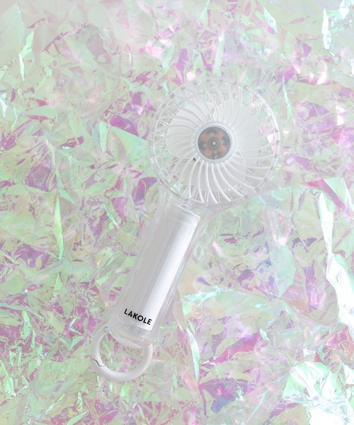 LAKOLE（ラコレ） 「LEDライト搭載」クリアカラビナ付きハンディファン