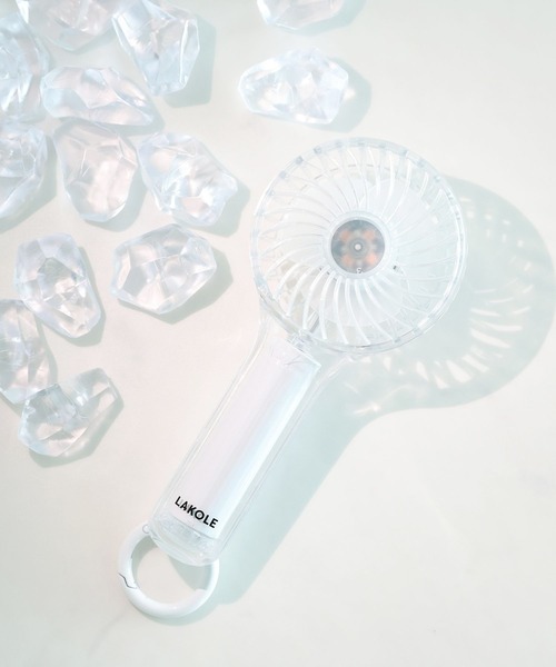LAKOLE（ラコレ） 「LEDライト搭載」クリアカラビナ付きハンディファン