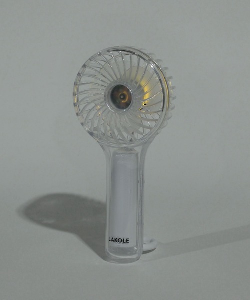 LAKOLE（ラコレ） 「LEDライト搭載」クリアカラビナ付きハンディファン