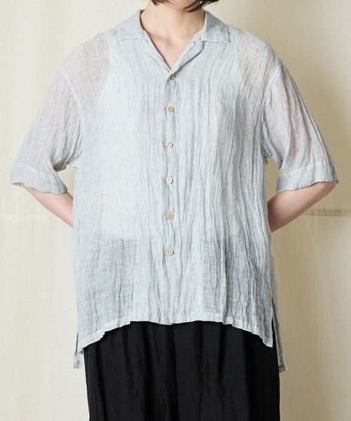 suzuki takayuki（スズキタカユキ） ブラウス シャツ 半袖 open-collar