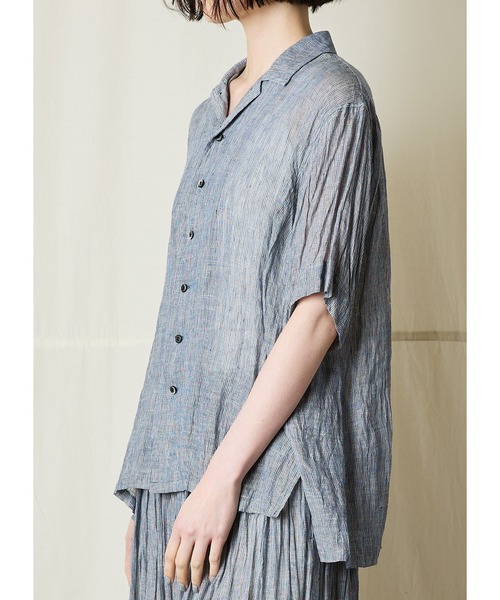 suzuki takayuki（スズキタカユキ） ブラウス シャツ 半袖 open-collar