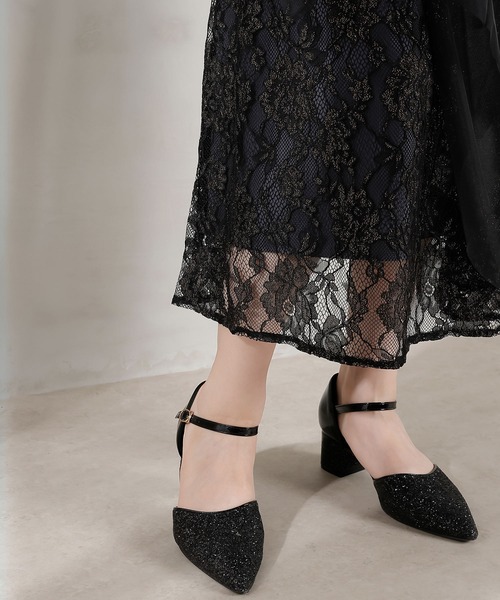 Kana ドレス チュールバックデザインリボンワンピ ラメレースキャミ