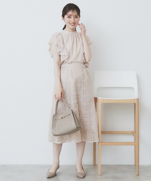 Sov. ソブ レースブラウス フレアスリーブ 長袖　白 日本製 サイズ38 CLEARANCE-SALE 総レース フレアスリーブ ブラウス Liala×PG 全2