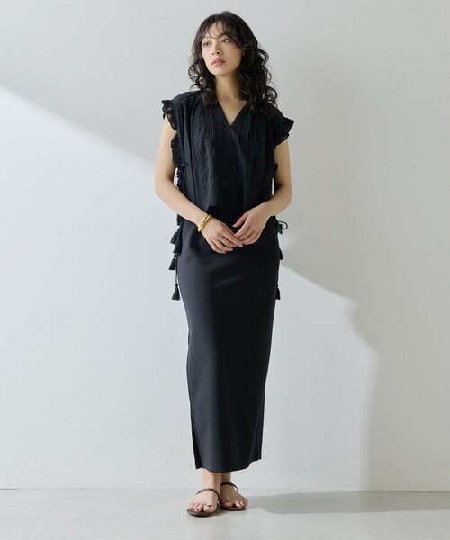 Whim Gazette レースブラウスノースリーブシャツ カーキ F ウィムガゼット Whim Gazette レースブラウス （black