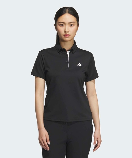 adidas - 【adidas GOLF/アディダス】吸汗速乾半袖ボタンダウンポロシャツ ・M黒 adidas - 【adidas GOLF/アディダス】吸汗速乾半袖ボタンダウン