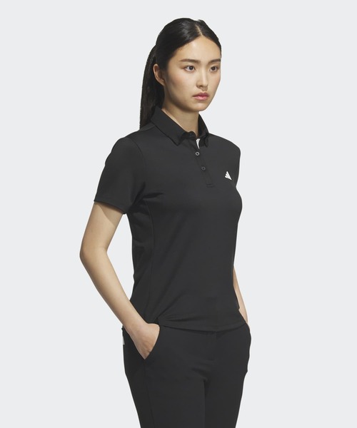 美品✳️adidas『ADICROSS ゴルフ ポロシャツ』レディース ブラック adidas（アディダス） ポロシャツ ポロ ストレッチ 半袖ボタンダウン