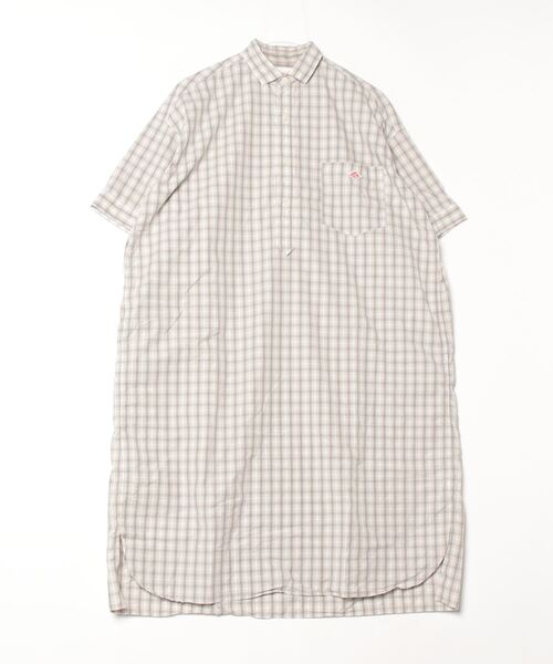 DANTON チェックシャツワンピース Danton 「DANTON」 チェック柄シャツワンピース 36 グレー