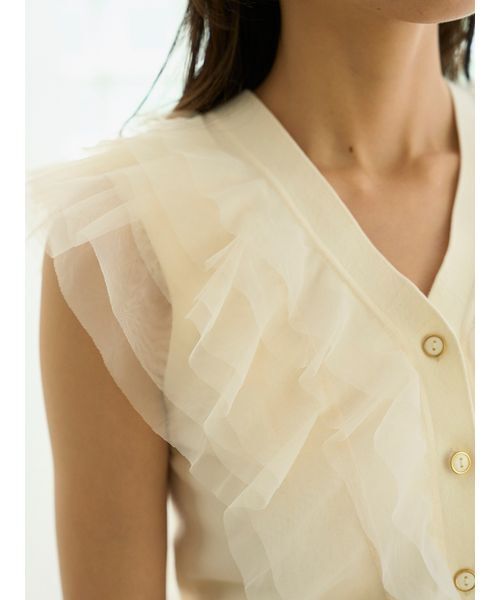 新品タグ付き　スナイデル♡Sustainableチュールフリルニットプルオーバー Sustainableチュールフリルニットプルオーバー(ニット