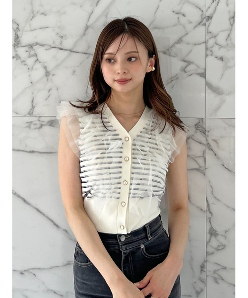 SNIDEL ニット セーター Sustainableチュールフリルニットプル