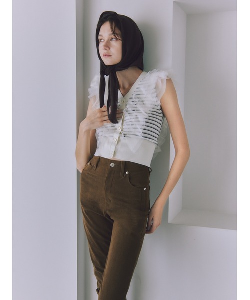 SNIDEL ニット セーター Sustainableチュールフリルニットプル