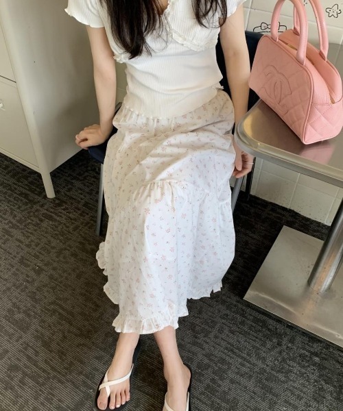 スカート 小花柄 裾フリルティアードスカート : ZOZOTOWN Yahoo