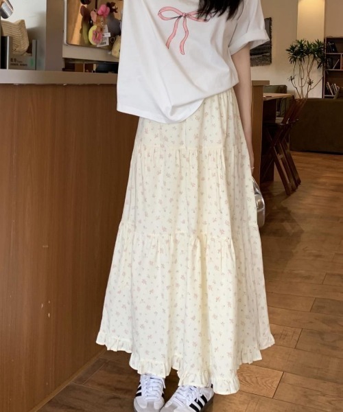 スカート 小花柄 裾フリルティアードスカート : ZOZOTOWN Yahoo