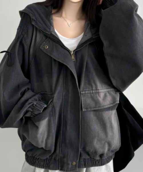 Diosfront パーカー オーバーサイズデニムパーカー レディース