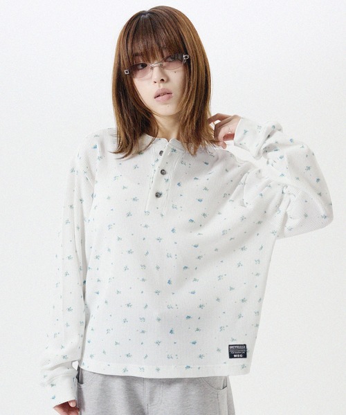 ヘンリーネック tシャツ シルバーボタンヘンリーネックサーマル