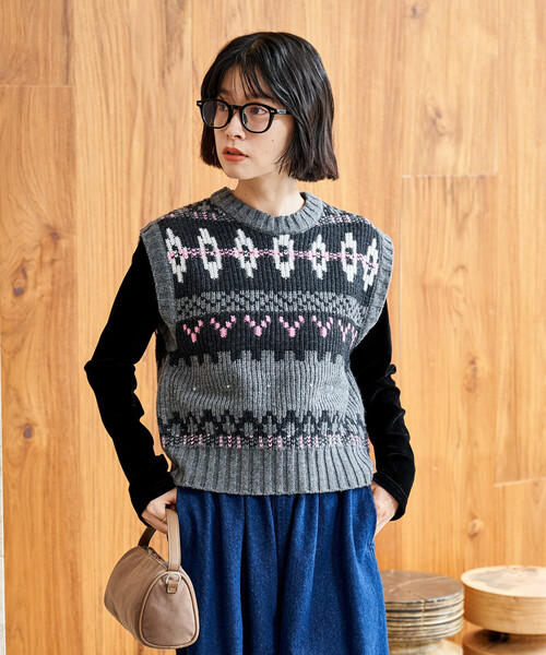 FREAK'S STORE ベスト ジレ 限定展開 ノルディックニットベスト