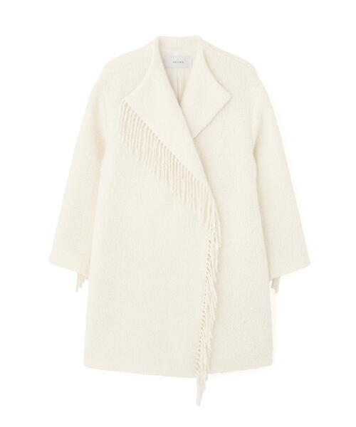 ADORE（アドーア） ノーカラーコート コート フリンジリングツイード