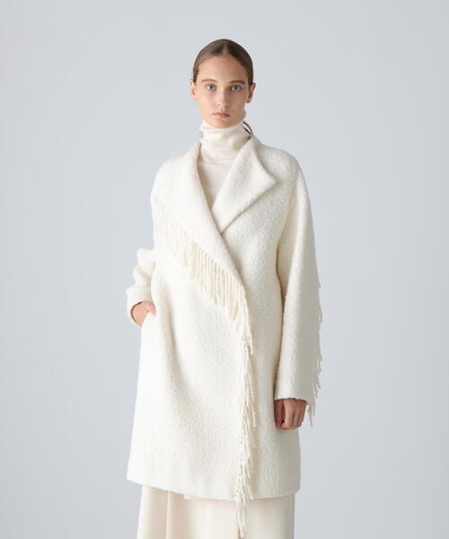 ADORE（アドーア） ノーカラーコート コート フリンジリングツイード