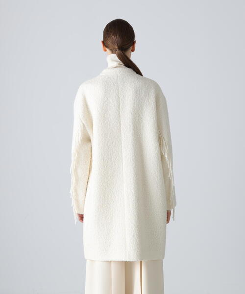 ADORE（アドーア） ノーカラーコート コート フリンジリングツイード