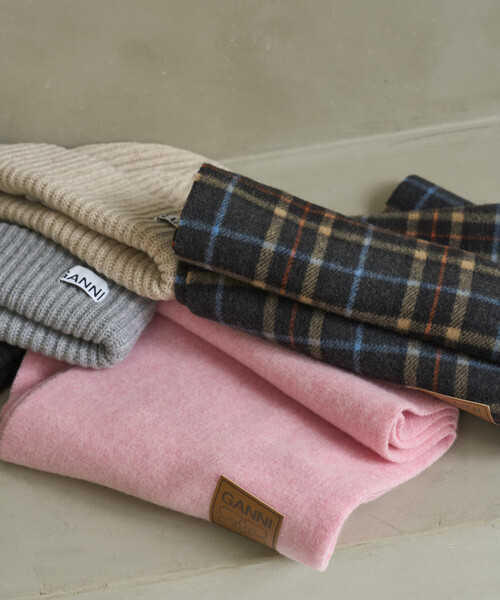 GANNI（ガニー） マフラー ストール Double Face Wool Solid Scarf