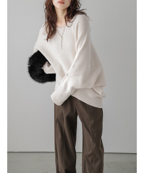 ニット セーター 変形ドルマンニットトップス レディース : ZOZOTOWN