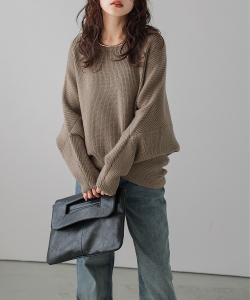 ニット セーター 変形ドルマンニットトップス レディース : ZOZOTOWN