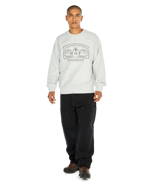 HUF（ハフ） トレーナー スウェット WORLDWIDE CLOTHIERS CREWNECK