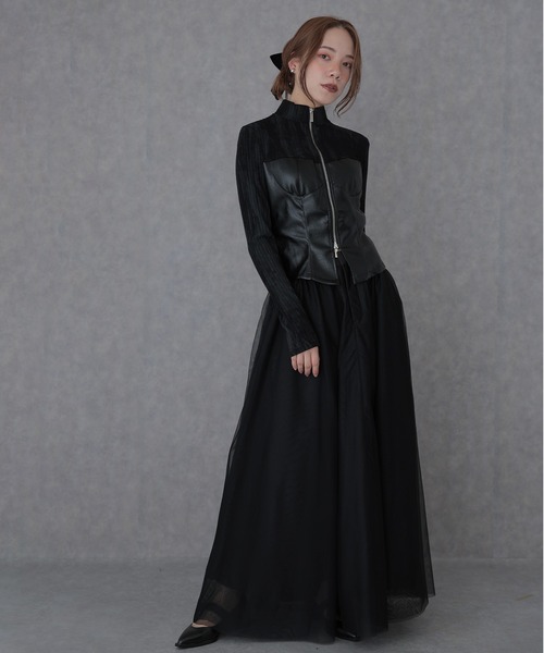 SUWDEE ニット セーター bustier docking double zip tops レディース