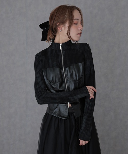 SUWDEE ニット セーター bustier docking double zip tops レディース