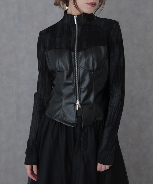 Lady Bustier ブラック36 SUWDEE ニット セーター bustier docking double zip tops レディース