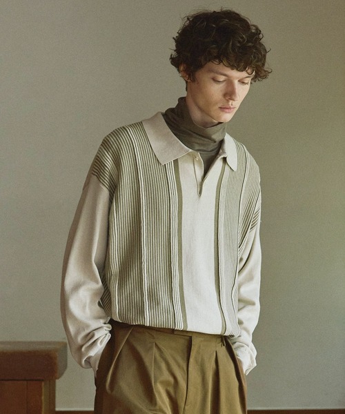 「Bleme」 長袖ニット M ネイビー メンズ_画像4