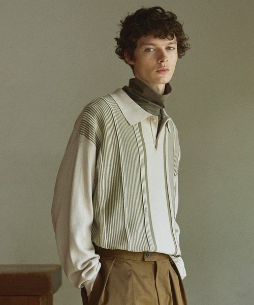 「Bleme」 長袖ニット M ネイビー メンズ_画像5