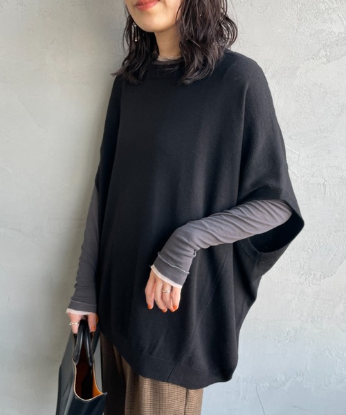 mizuiro ind ニットベスト ダークグレー mizuiroind（ミズイロインド） ベスト ジレ へアリーコクーン ワイド