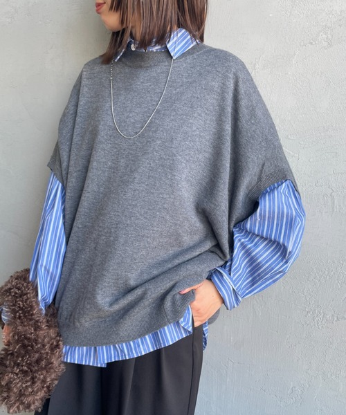 mizuiroind（ミズイロインド） ベスト ジレ コクーン ワイド ニット