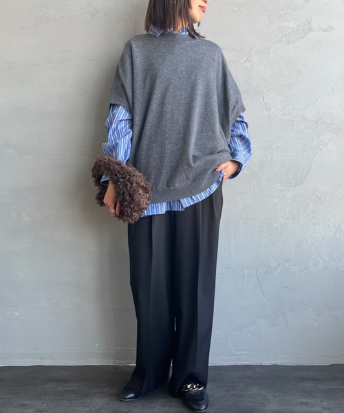 mizuiroind（ミズイロインド） ベスト ジレ コクーン ワイド ニット