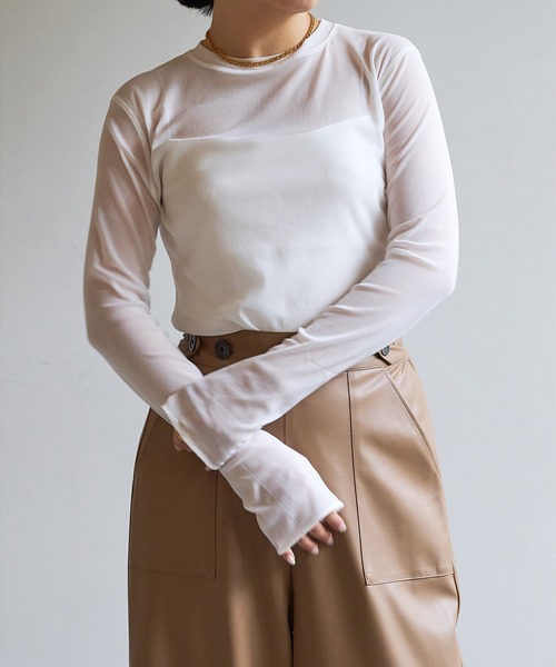 「Whim Gazette」 長袖カットソー FREE ホワイト レディース_画像2