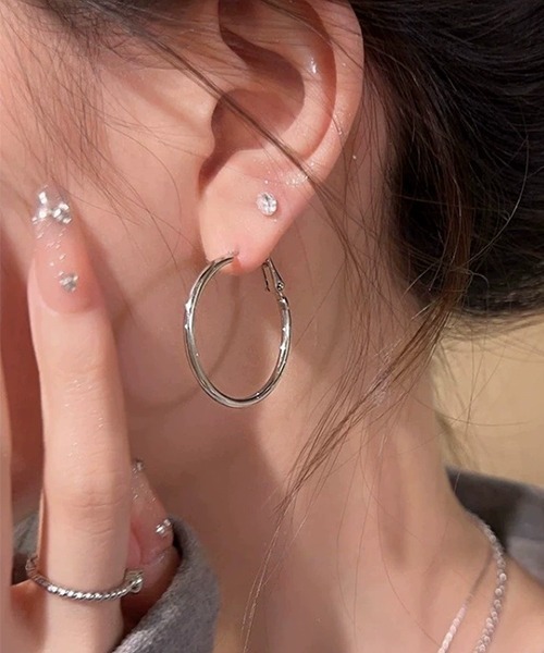 NO WAY フープ ピアス /Bz/シルバーフープピアス4cm/レディース/両耳用