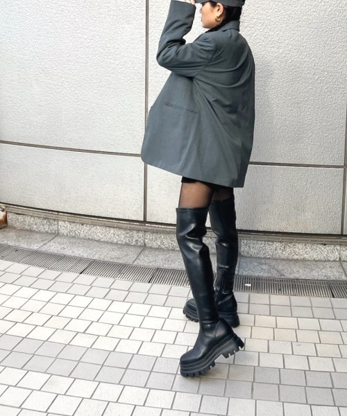 「R&E」 ロングブーツ S ブラック レディース_画像8