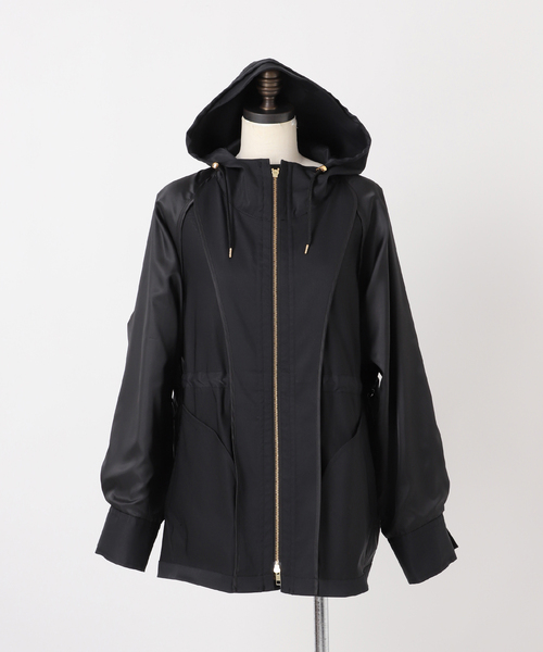 spick&span スピックアンドスパン フード ブルゾン ブラック M 美品 Spick＆Span（スピック アンド スパン） コート アウター 撥水ツイル