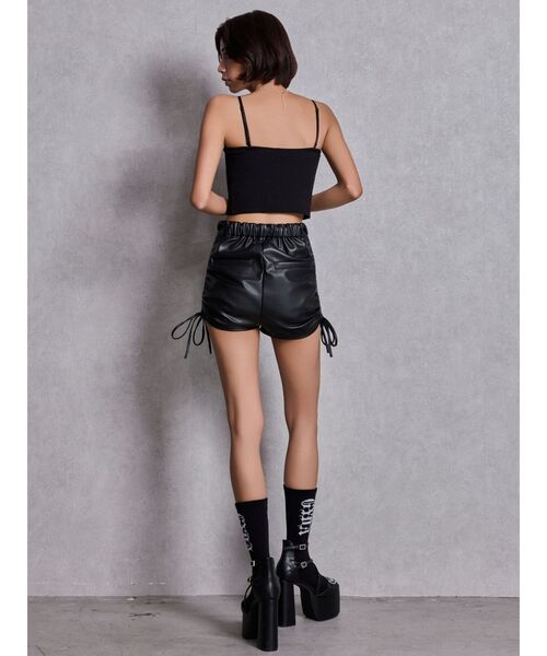 GYDA（ジェイダ） パンツ GG drawstring fake leatherショートパンツ