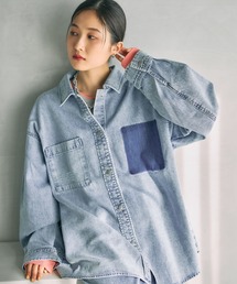 LEPSIM（レプシィム） ブラウス シャツ 刺繍BIGデニムシャツ 629846