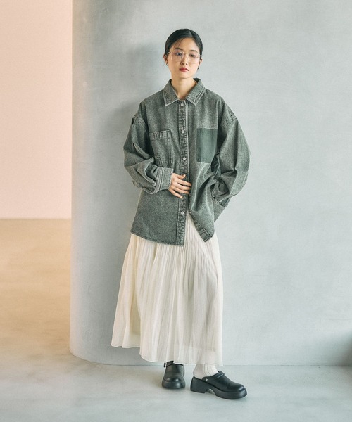 LEPSIM（レプシィム） ブラウス シャツ 刺繍BIGデニムシャツ 629846