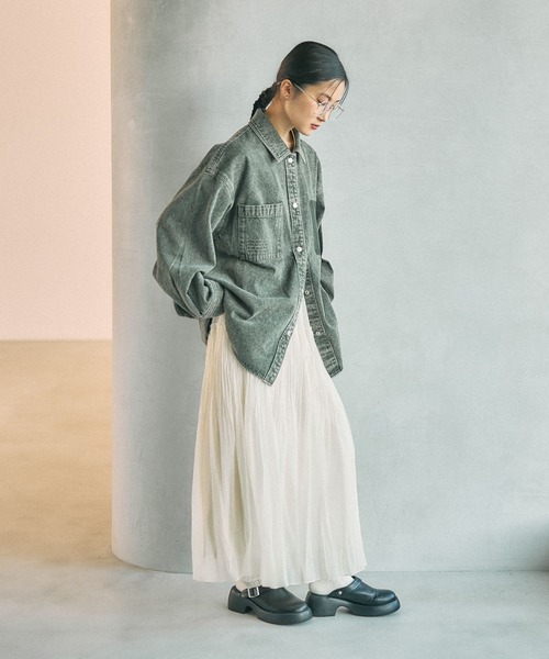 LEPSIM（レプシィム） ブラウス シャツ 刺繍BIGデニムシャツ 629846