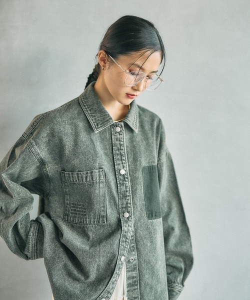 LEPSIM（レプシィム） ブラウス シャツ 刺繍BIGデニムシャツ 629846