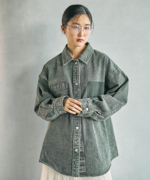 LEPSIM（レプシィム） ブラウス シャツ 刺繍BIGデニムシャツ 629846