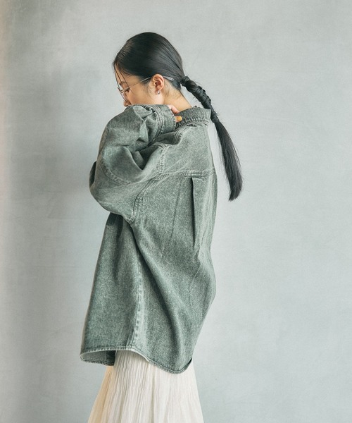 LEPSIM（レプシィム） ブラウス シャツ 刺繍BIGデニムシャツ 629846