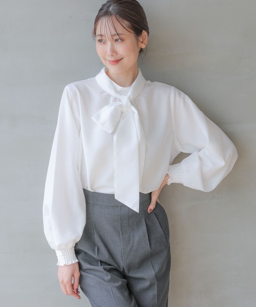 GLOBAL WORK（グローバルワーク） 長袖ブラウス LARGE サックスブルー